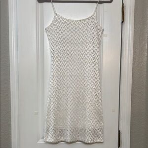 Elegant White Chevron Dress